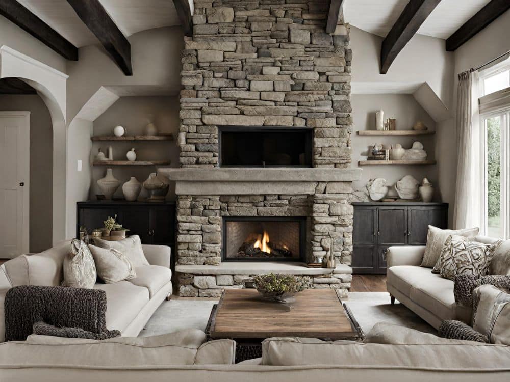 Stone Or Brick Fireplace